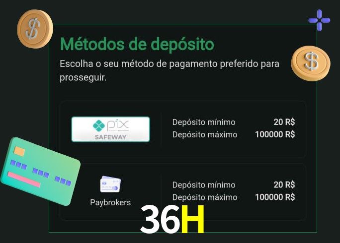 O cassino 36H oferece uma grande variedade de métodos de pagamento